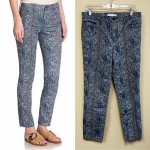 Tory Burch Womens Blue Boa Snakeskin Print Skinny Jeans Size 31
